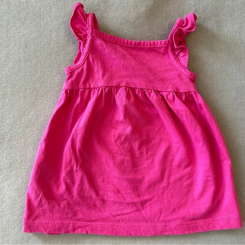EUC Carter’s Baby Girl 2pc Sun Dress Set, Hot Pink Flowers, 6-9 Months